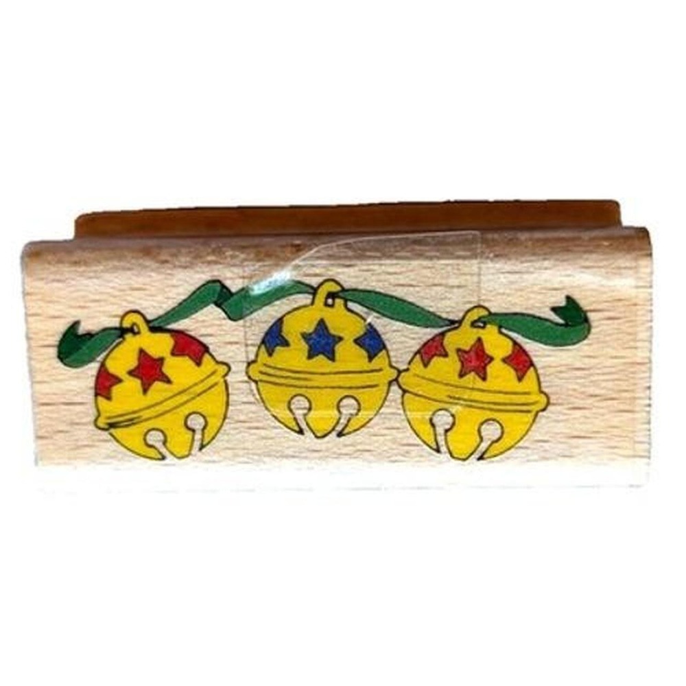 StampCraft Jingle Bells 2002 Christmas Rubber Stamp Wood #H51